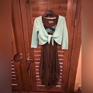 4-piece Outfit with Brown and Aqua Pieces - so many ways to wear them!